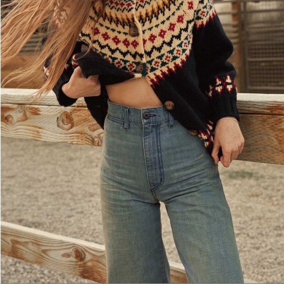 NWT Doen Mercer Jeans La Rorchelle Wash high rise wide leg blue jeans - Picture 3 of 13